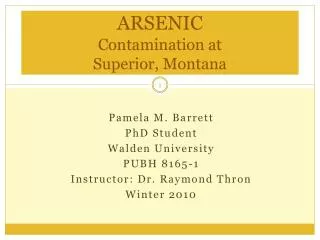 ARSENIC Contamination at Superior, Montana