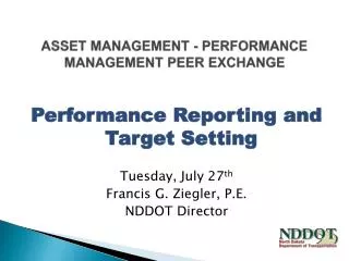 Asset Management - Performance Management Peer Exchange