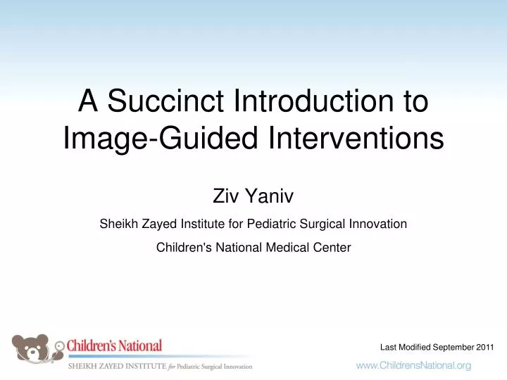 a succinct introduction to image guided interventions