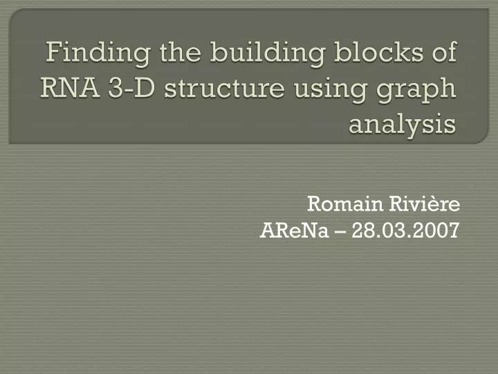 finding the building blocks of rna 3 d structure using graph analysis