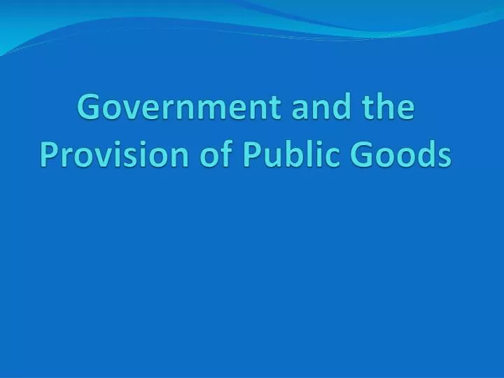 government and the provision of public goods