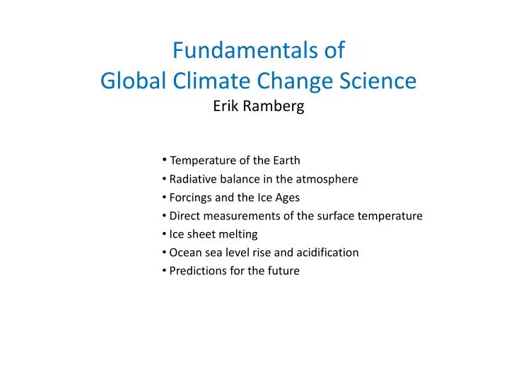 fundamentals of global climate change science erik ramberg