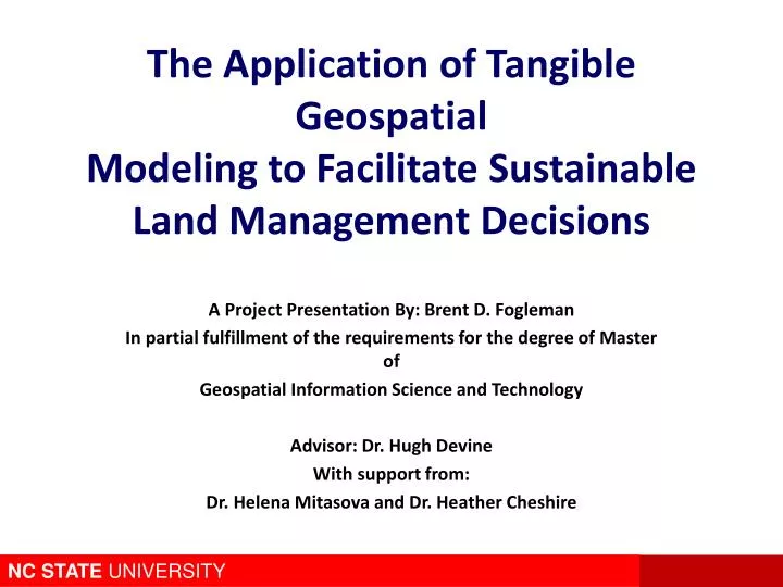 the application of tangible geospatial modeling to facilitate sustainable land management decisions