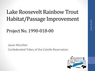 Lake Roosevelt Rainbow Trout Habitat/Passage Improvement Project No. 1990-018-00
