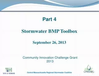 Part 4 Stormwater BMP Toolbox September 26, 2013