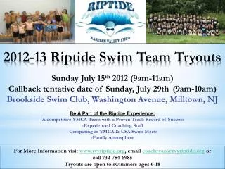 2012-13 Riptide Swim Team Tryouts