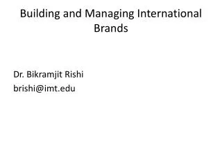 Building and Managing International Brands
