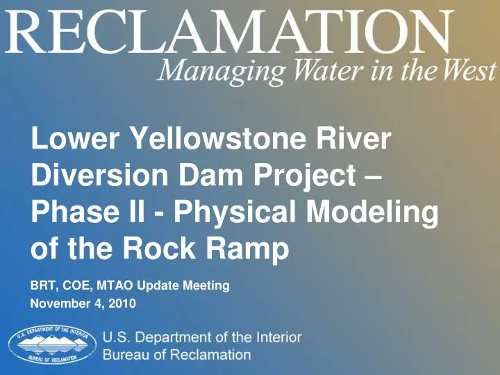lower yellowstone river diversion dam project phase ii physical modeling of the rock ramp