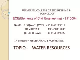 TOPIC:- WATER RESOURCES