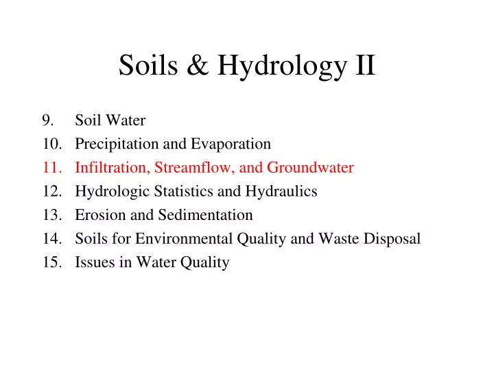 soils hydrology ii