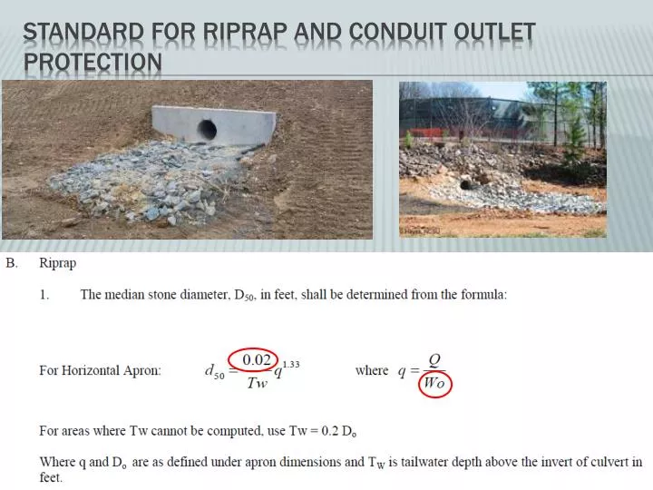standard for riprap and conduit outlet protection