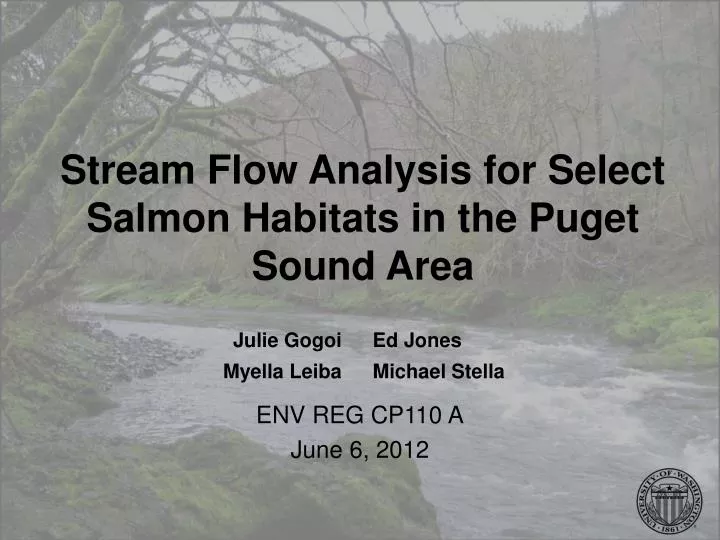 stream flow analysis for select salmon habitats in the puget sound area
