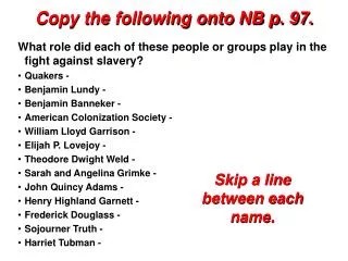 Copy the following onto NB p. 97.