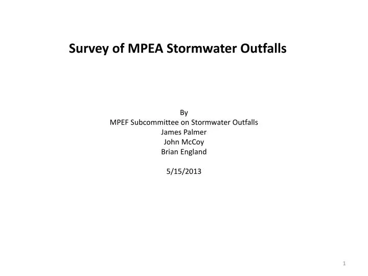 survey of mpea stormwater outfalls