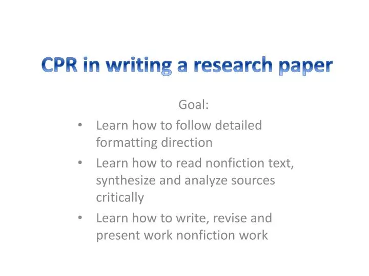 cpr in writing a research paper
