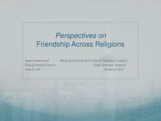 Perspectives on Friendship Across Religions