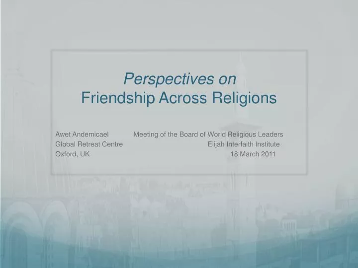 perspectives on friendship across religions