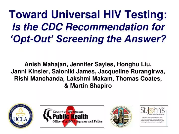 toward universal hiv testing is the cdc recommendation for opt out screening the answer