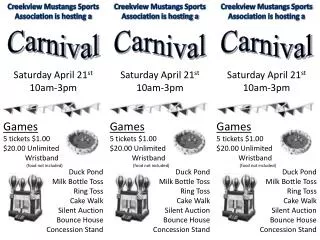 Creekview Mustangs Sports Association is hosting a