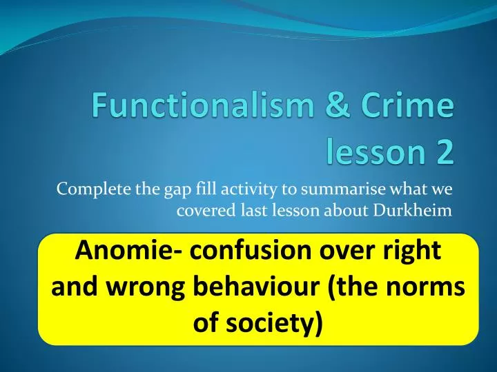 functionalism crime lesson 2