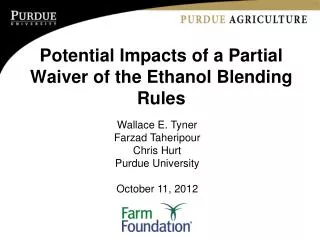 Potential Impacts of a Partial Waiver of the Ethanol Blending Rules