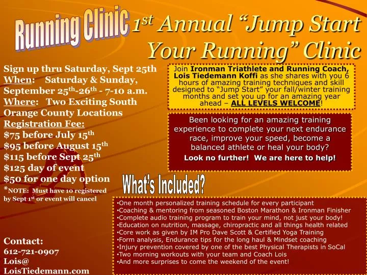 1 st annual jump start your running clinic