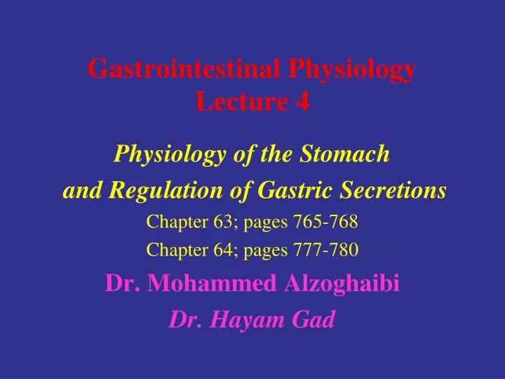 gastrointestinal physiology lecture 4