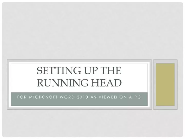setting up the running head