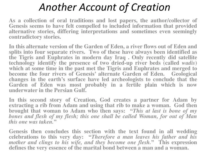 another account of creation