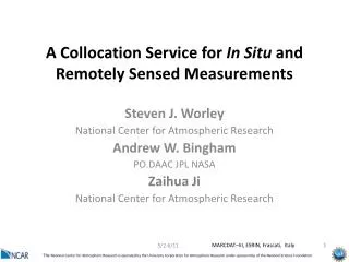 A Collocation Service for In Situ and Remotely Sensed Measurements