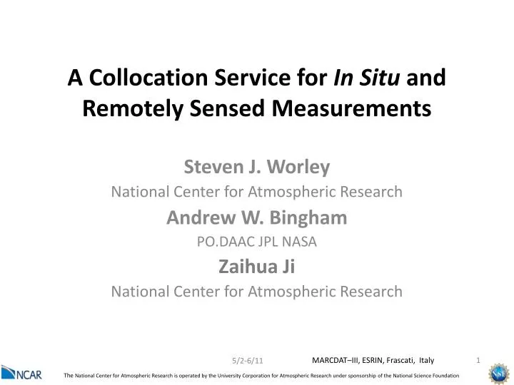 a collocation service for in situ and remotely sensed measurements