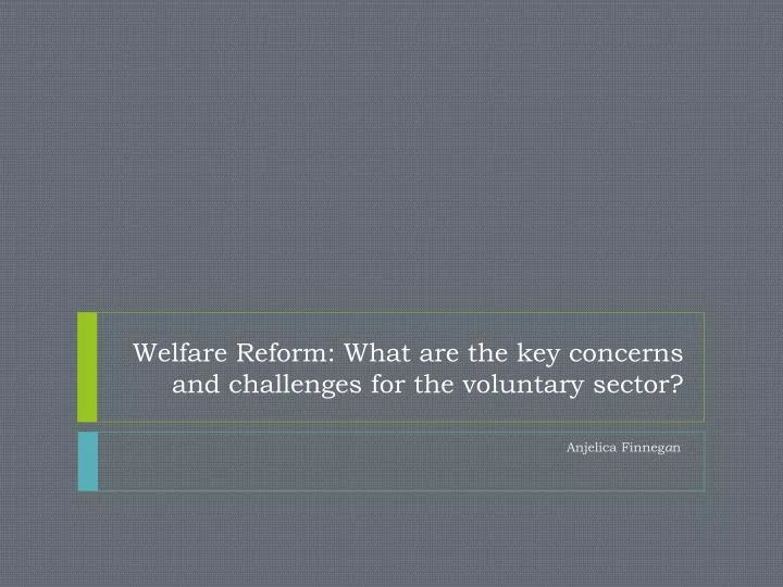 welfare reform what are the key concerns and challenges for the voluntary sector