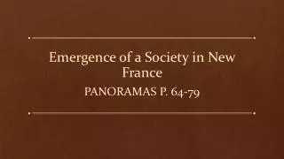 Emergence of a Society in New France