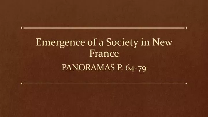 emergence of a society in new france