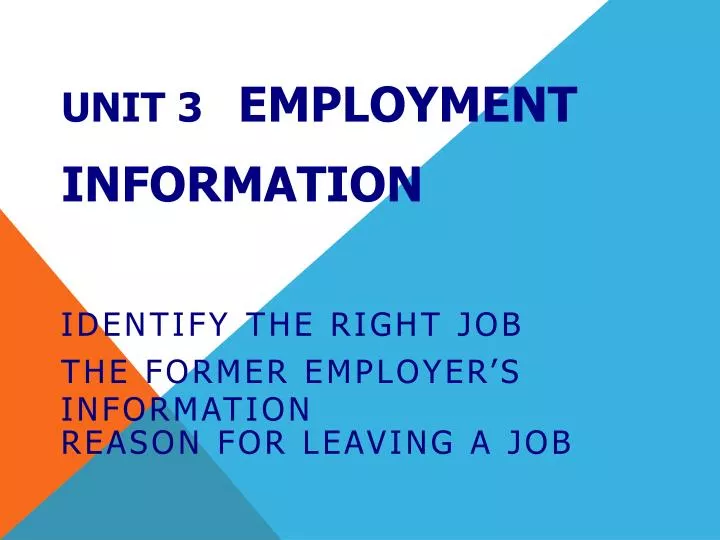 unit 3 employment information