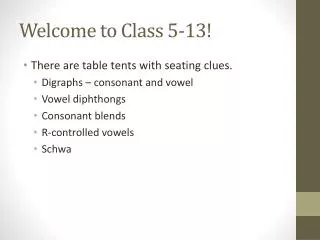 Welcome to Class 5-13!