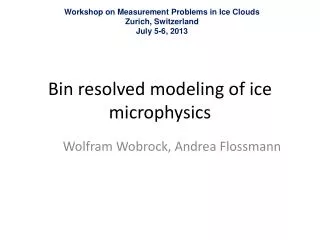 Bin resolved modeling of ice microphysics