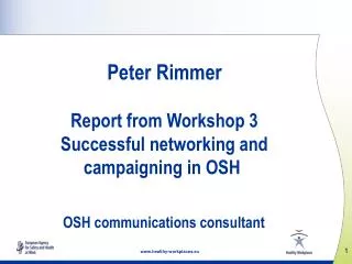 Peter Rimmer Report from Workshop 3 Successful networking and campaigning in OSH