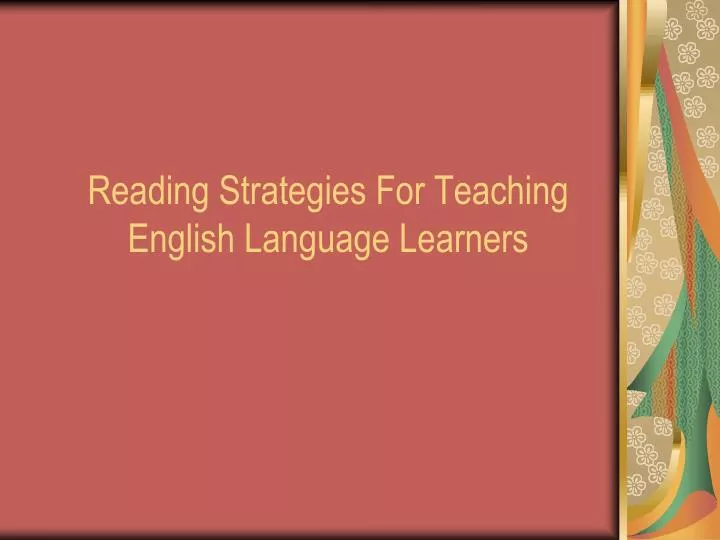 reading strategies for teaching english language learners