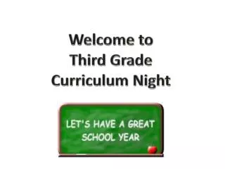 Welcome to Third Grade Curriculum Night