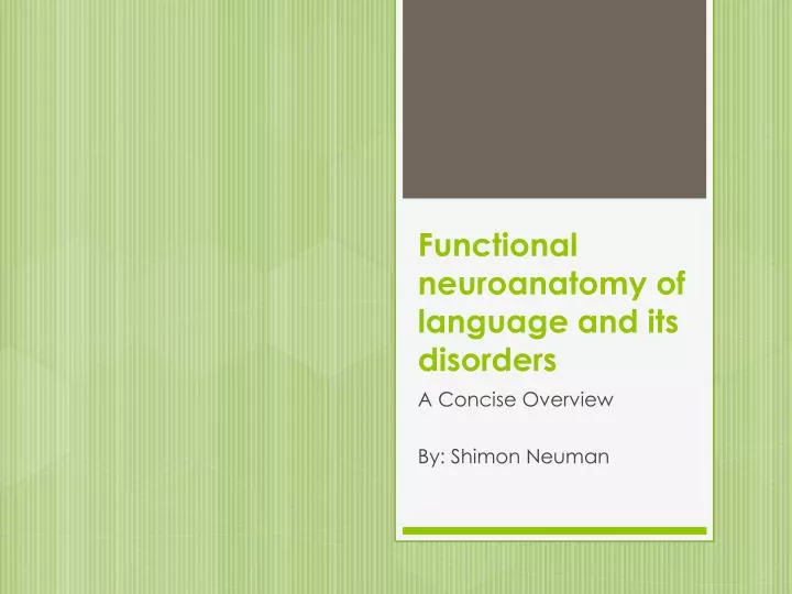 functional neuroanatomy of language and its disorders