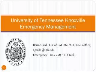 University of Tennessee Knoxville Emergency Management