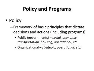Policy and Programs