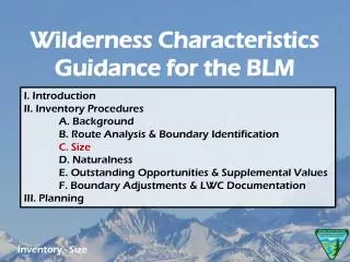 Wilderness Characteristics Guidance for the BLM