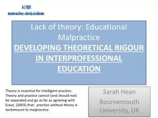 Sarah Hean Bournemouth University, UK