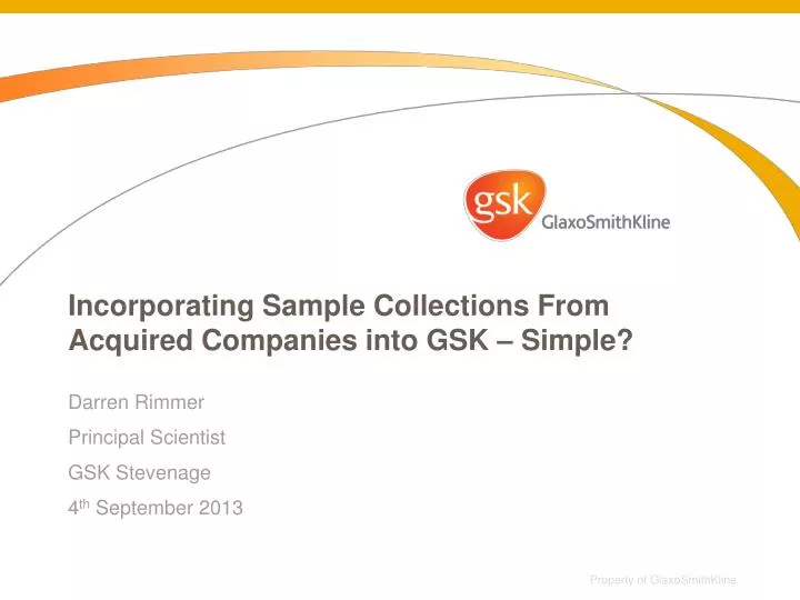 incorporating sample collections from acquired companies into gsk simple