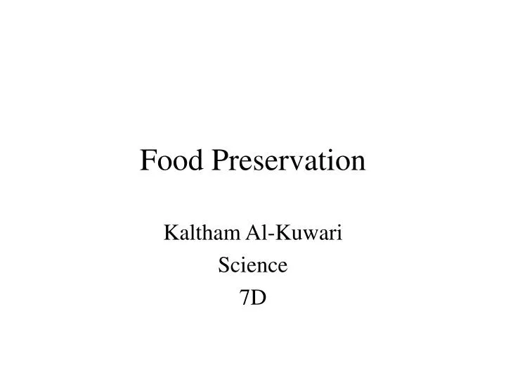 food preservation