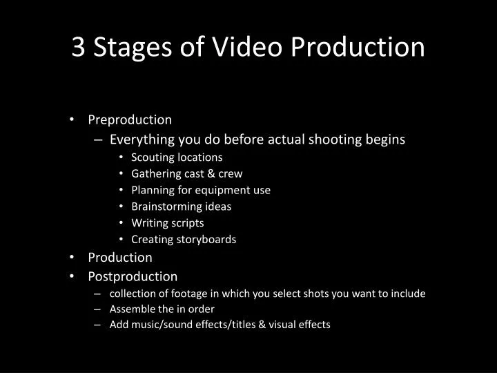 3 stages of video production