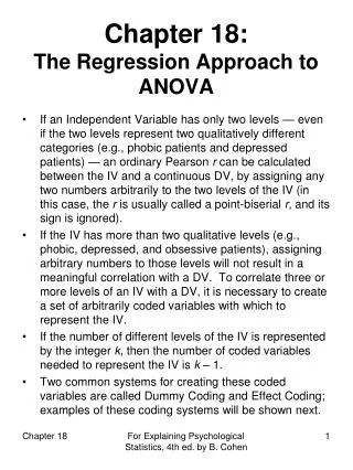 Chapter 18: The Regression Approach to ANOVA