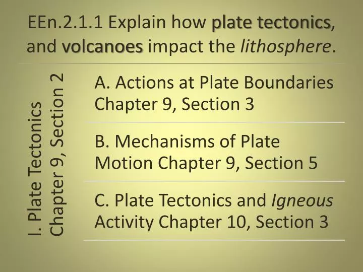 een 2 1 1 explain how plate tectonics and volcanoes impact the lithosphere